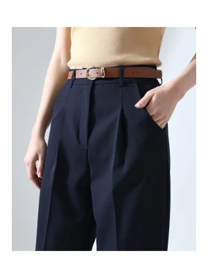 MetuCa Kadın Yüksek Bel Pileli Cepli Havuç Kesim Kumaş Pantolon - Lacivert