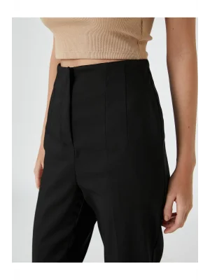 MetuCa Kadın Yüksek Bel Önü Pens Detaylı Cepli Havuç Kesim Kumaş Pantolon - Siyah