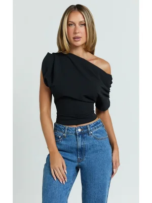 Omzu Düşük Asimetrik Yaka Bluz