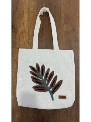 MetuCa Kadın Mercan Nakışlı Havlu Kumaş Geniş Hacimli Yazlık Model Plaj Çantası - Beyaz