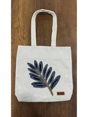 MetuCa Kadın Mercan Nakışlı Havlu Kumaş Geniş Hacimli Yazlık Model Plaj Çantası - Beyaz