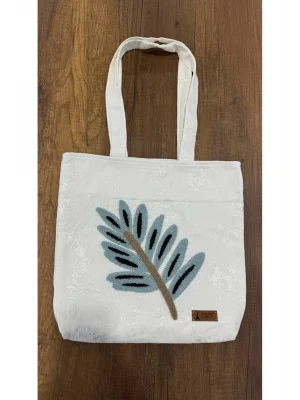 MetuCa Kadın Mercan Nakışlı Havlu Kumaş Geniş Hacimli Yazlık Model Plaj Çantası - Beyaz