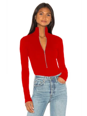 Fermuarlı Uzun Kollu Bodysuit