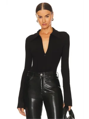 Gömlek Yaka Fermuarlı Body