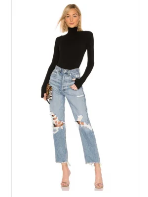 Kadın Balıkçı Yaka Boğazlı Parmak Geçmeli Ipek Jarse Bodysuit