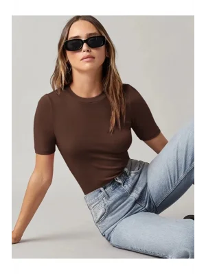 Kadın Kısa Kol Ipek Jarse Bodysuit