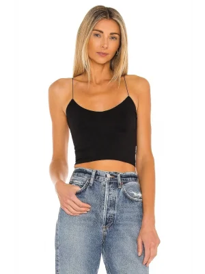 Kadın Sıfır Kol İp Askılı Çift Kat İpek Jarse Crop Top