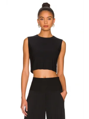 Kadın Sıfır Kol İpek Jarse Crop Top