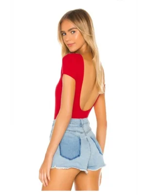 Kadın Sırt Dekolteli Bisiklet Yaka Ipek Jarse Bodysuit