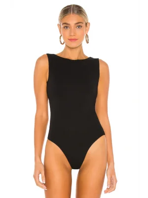 MetuCa Kadın Siyah Sırt Dekolteli Kayık Yaka Sıfır Kol Jarse Kumaş Basic Bodysuit Zıbın