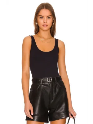 Kadın Siyah Ipek Jarse Kalın Askılı Bodysuit