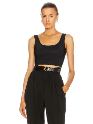 Kadın Siyah Kalın Askılı Crop Top