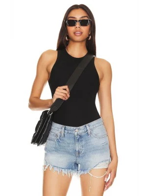 Kadın Siyah Sıfır Kol Çift Kat Ipek Jarse Bodysuit