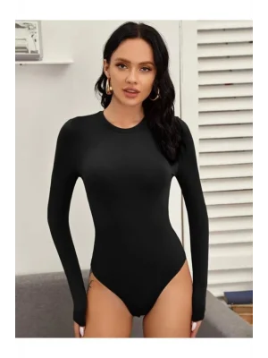 Kadın Uzun Kol Ipek Jarse Bodysuit