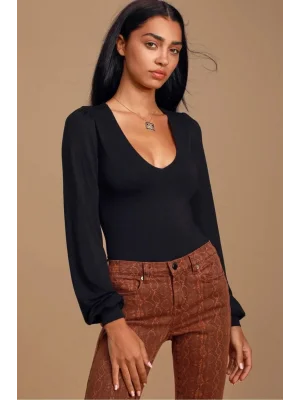 Kadın Uzun Kol Ipek Jarse Bodysuit