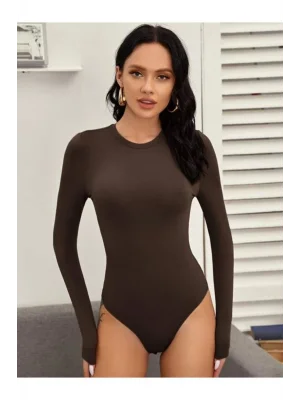 Kadın Uzun Kol Ipek Jarse Bodysuit