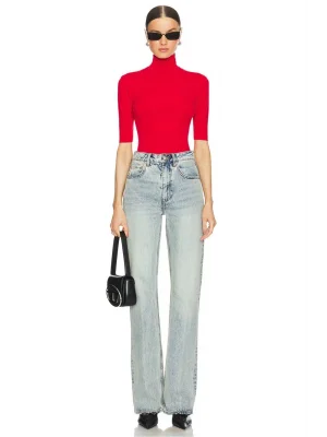 Kırmızı Balıkçı Yaka Kısa Kol Bluz