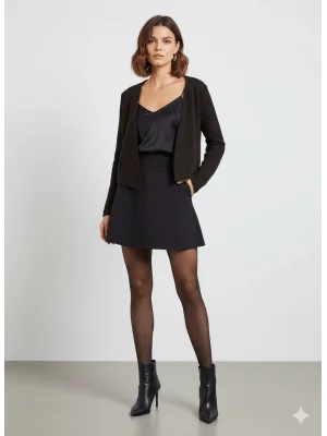 MetuCa Kadın Acı Kahverengi Melanj Yakasız Regular Fit Triko Ceket Hırka