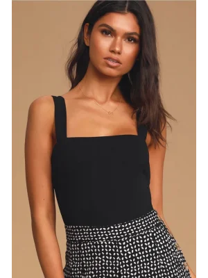 Siyah Kalın Askılı Ipek Jarse Bodysuit