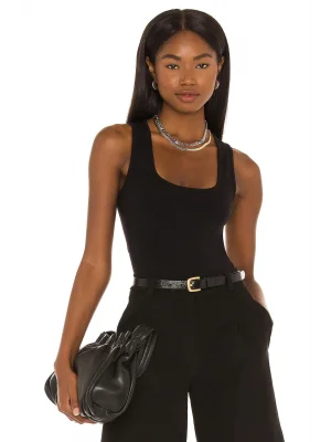 Siyah Kalın Askılı Sıfır Kol Bodysuit