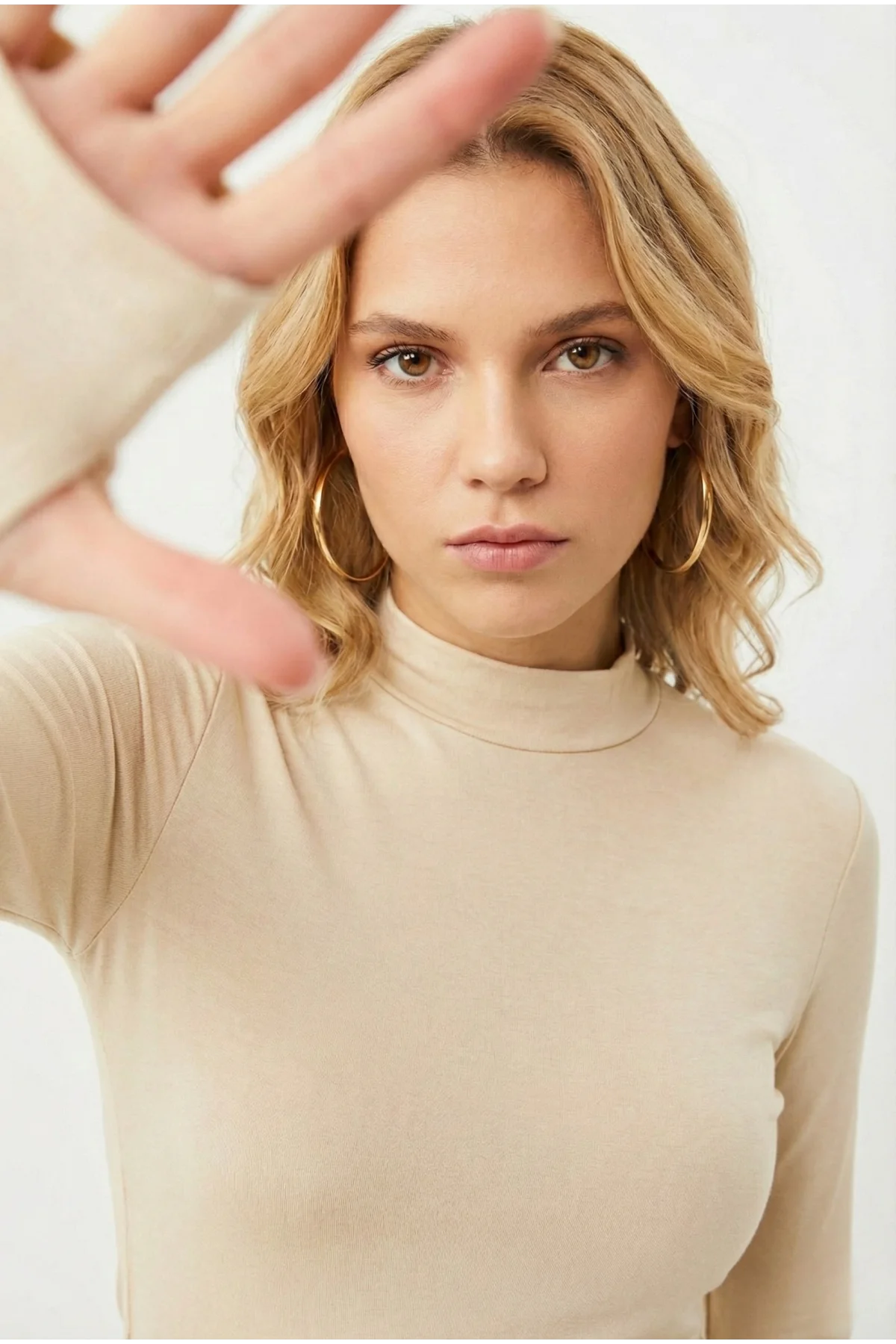 Kadın 3lü Beyaz Siyah Bej Balıkçı Yaka Parmak Geçmeli Pamuklu Body