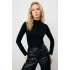 Kadın Siyah Yarım Balıkçı Yaka Uzun Kollu Vücudu Saran Esnek Pamuklu Bluz