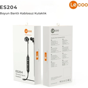 Lecoo ES204 Boyun Bantlı Kablosuz Bluetooth 5.0 Mikrofonlu Kulak İçi Kulaklık