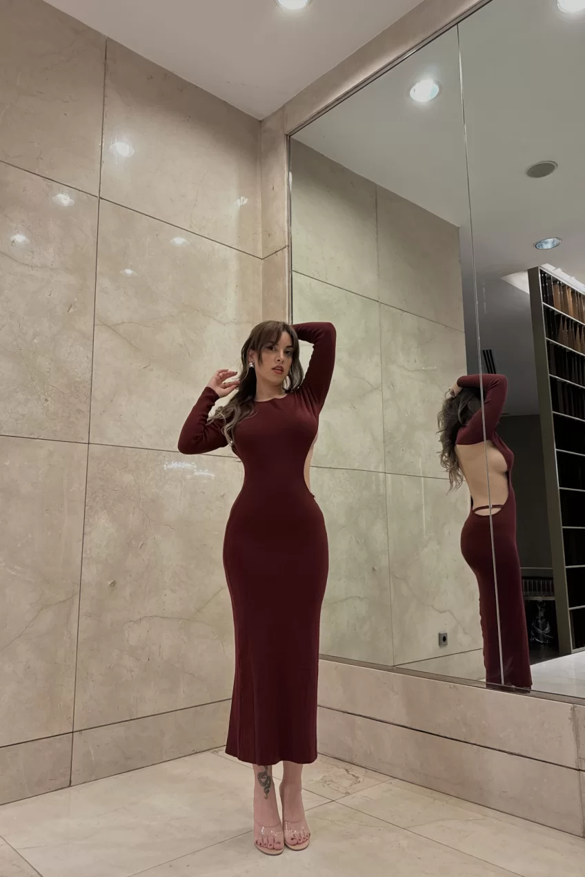BAMBİ BURGUNDY MAXI DRESS