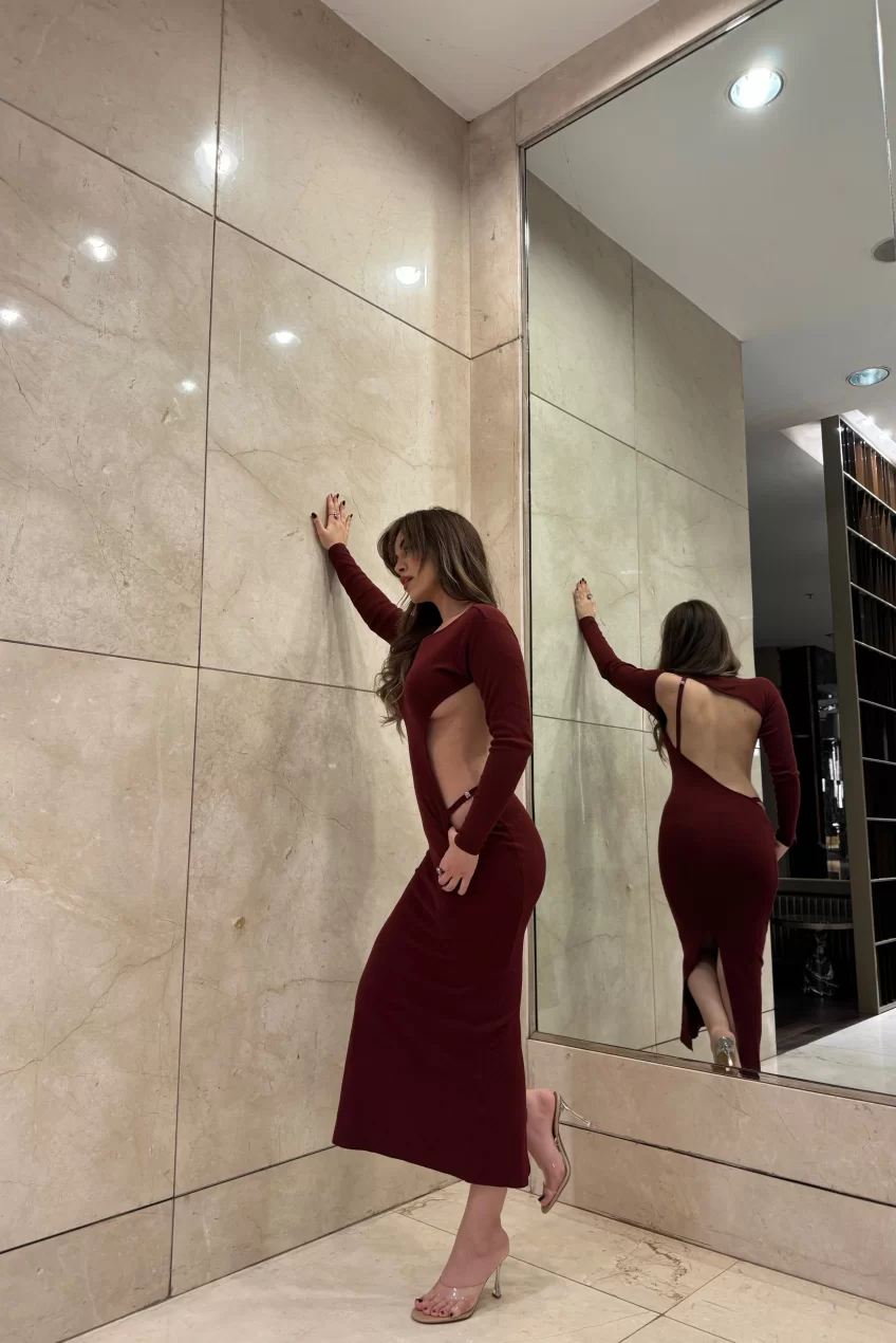 BAMBİ BURGUNDY MAXI DRESS