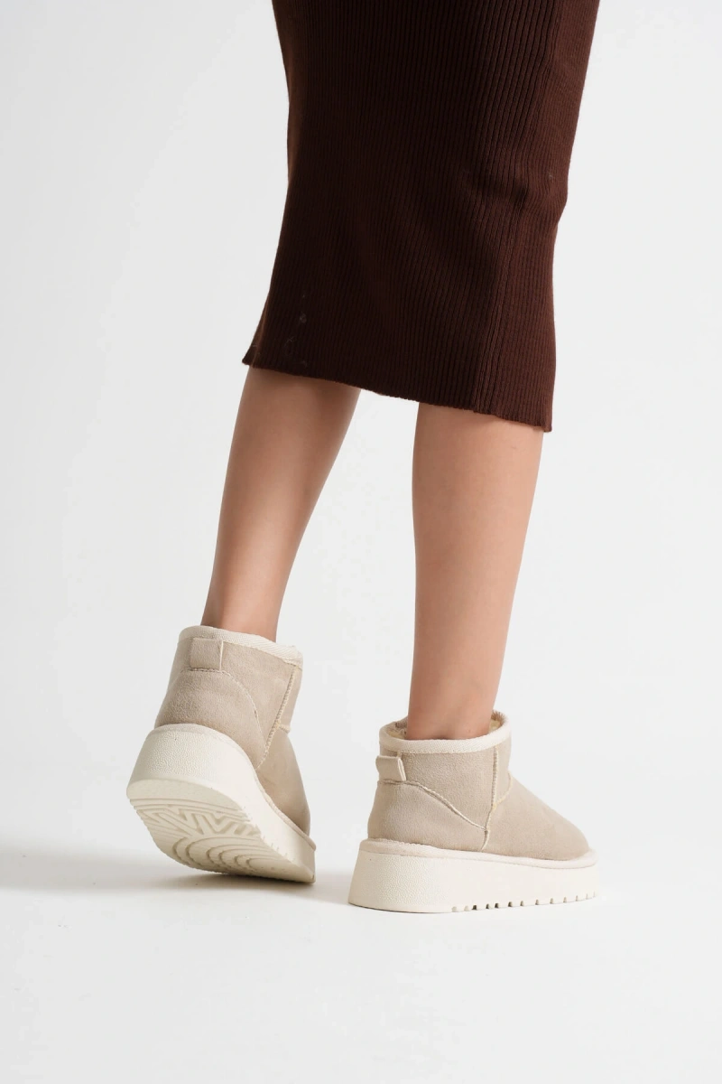 Alina Kadın Bej Kışlık Kürklü Bot