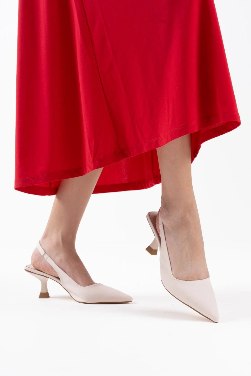 Angelica Kadın Bej Saten Topuklu Ayakkabı