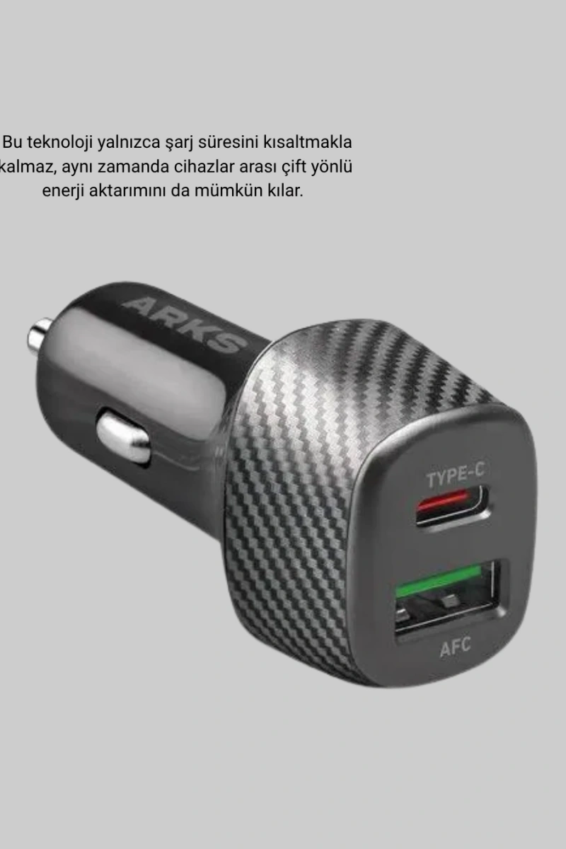 Araç Tipi Hızlı Şarj Adaptörü Type-C PD USB Çift Port Kompakt