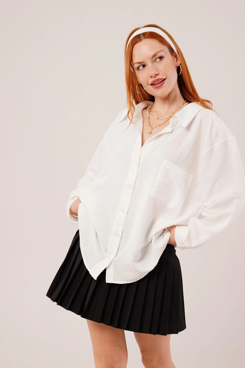 Basic Oversize Beyaz Gömlek
