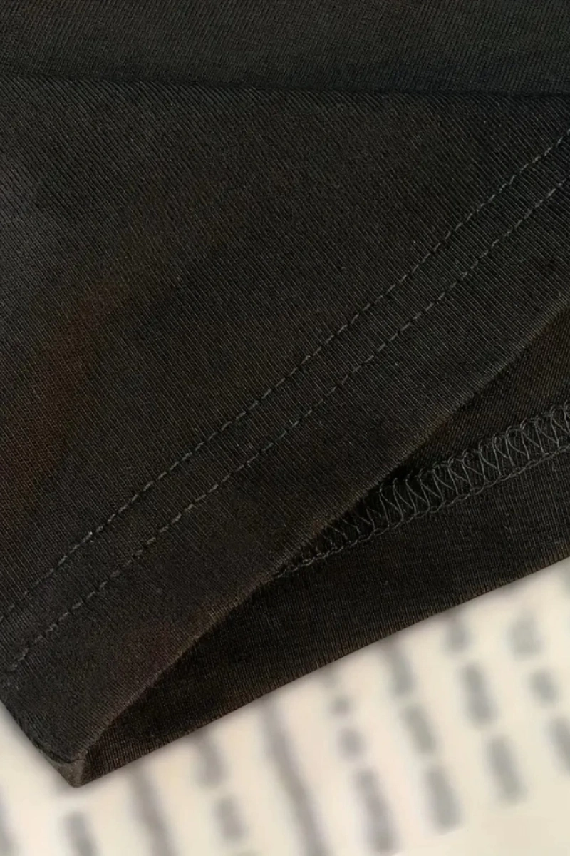 Baskılı Oversize Bisiklet Yaka T-shirt - Siyah