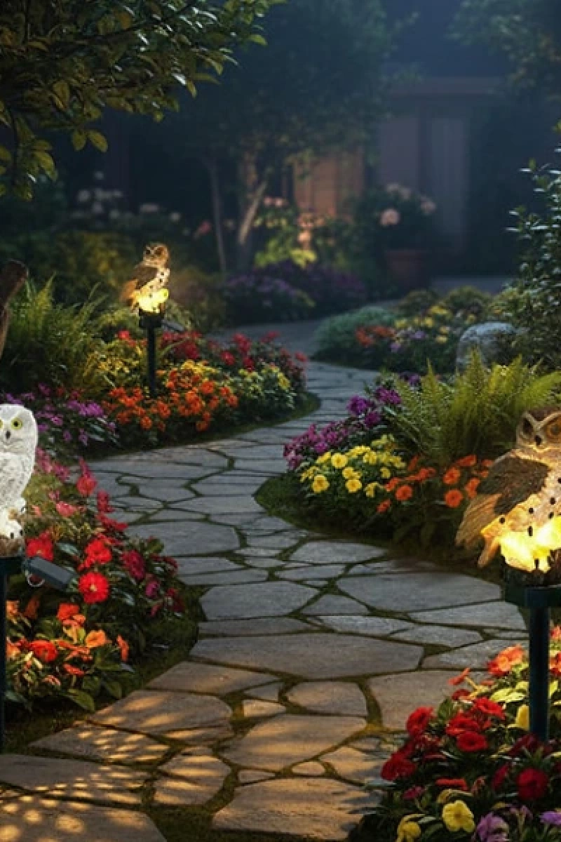 Baykuş Tasarımlı Solar Kazıklı Bahçe Aydınlatma