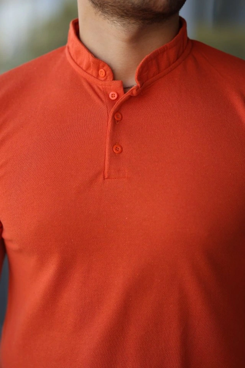 Erkek Hakim Yaka Dokuma Pamuklu Kumaş Kısa Kollu Tişört