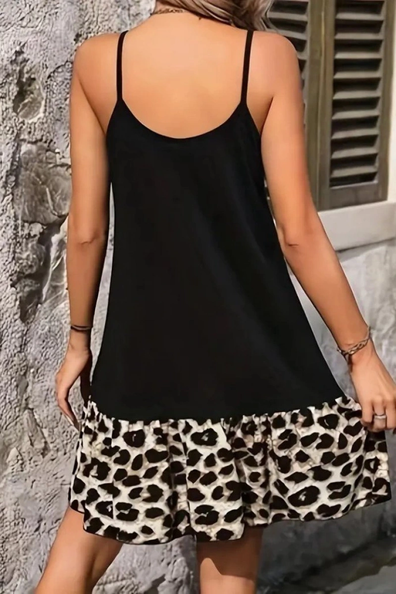 Kadın Ip Detaylı Kısa Elbise Askılı Yuvarlak Yakalı Viskon Etek Süprem Elbise