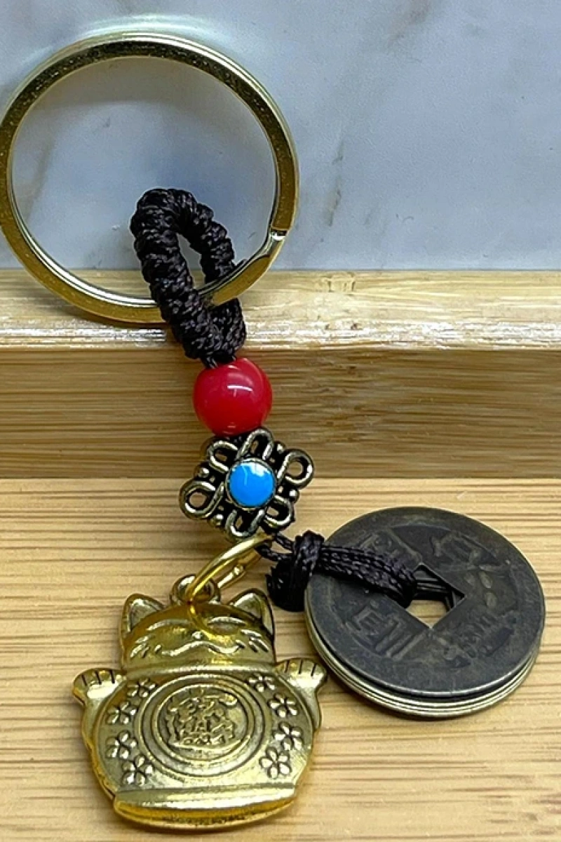 Metal Şans Ve Bereket Kedisi Anahtarlık Model 4