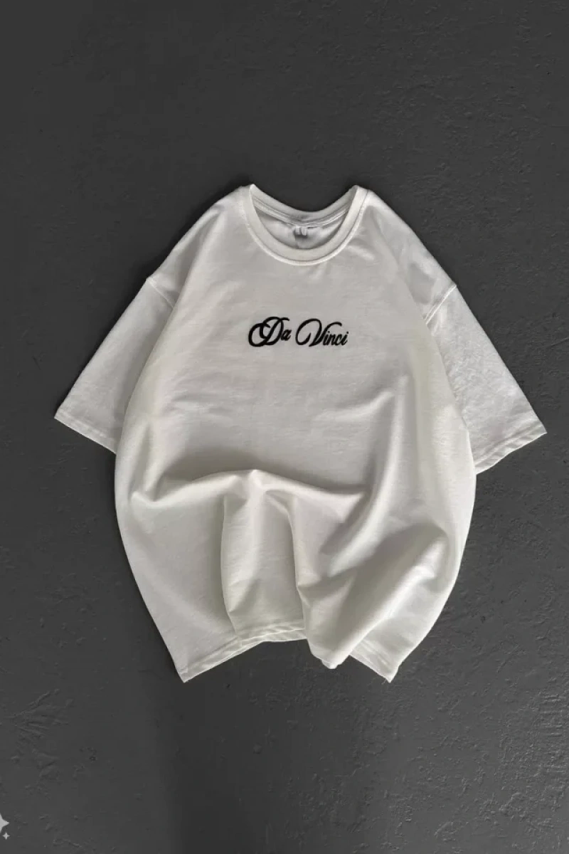 Unisex Baskılı Oversize T-Shirt - Beyaz