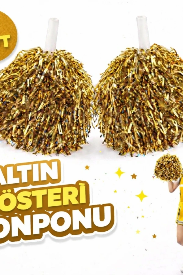 1 Çift Altın Renk Okul Gösteri Ponponları Ekstra Dolgun