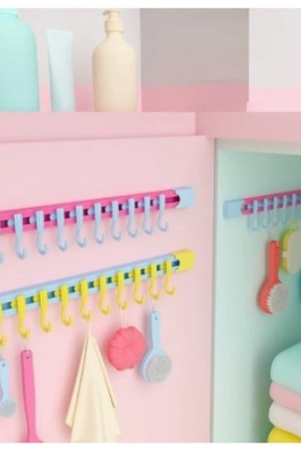 10 Kancalı Raylı Mutfak ve Banyo Düzenleyici Askı