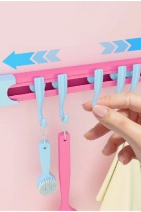 10 Kancalı Raylı Mutfak ve Banyo Düzenleyici Askı