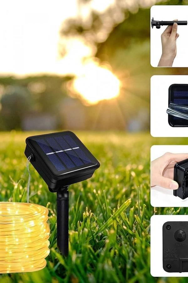 10 Metre Güneş Enerjili Hortum LED Işık