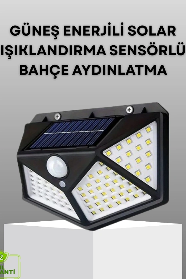 100 LED Solar Lamba Hareket Algılamalı Bahçe Duvar Dış Mekan Aydınlatma