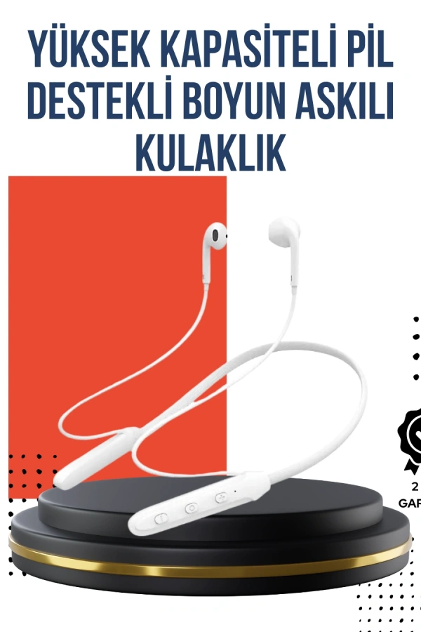 100 Saat Pil Ömrü Boyun Askılı Bluetooth Kablosuz Kulaklık