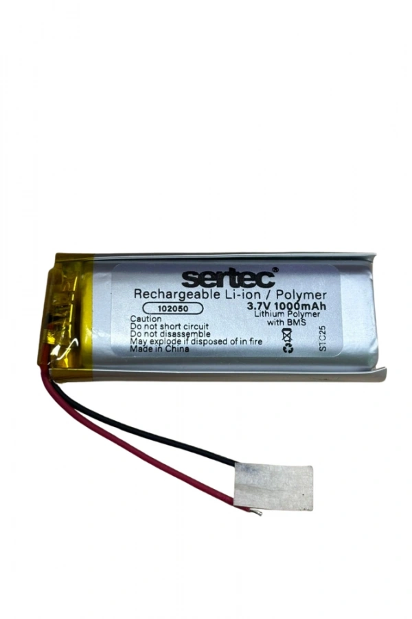 102050 3.7V 1000mAh Li-Polymer Pil (Devreli/1.5A)