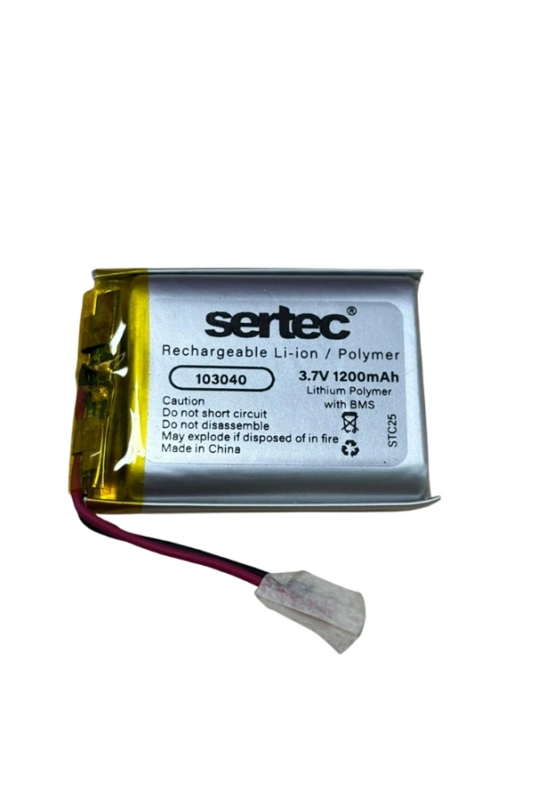 103040 3.7V 1200mAh Li-Polymer Pil (Devreli/1.5A)