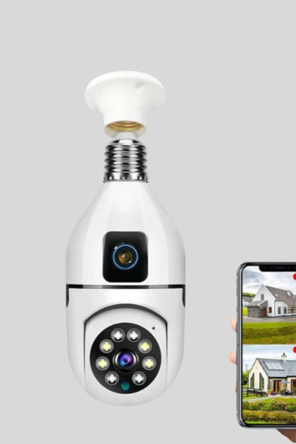 1080P WiFi Ampul Kamera Uzaktan Erişimli Hareket Sensörlü Gece Görüşlü