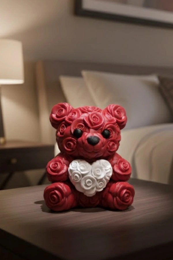 10cm 3D Özel Baskı Kalpli Ayıcık Romantik Hediye Objesi