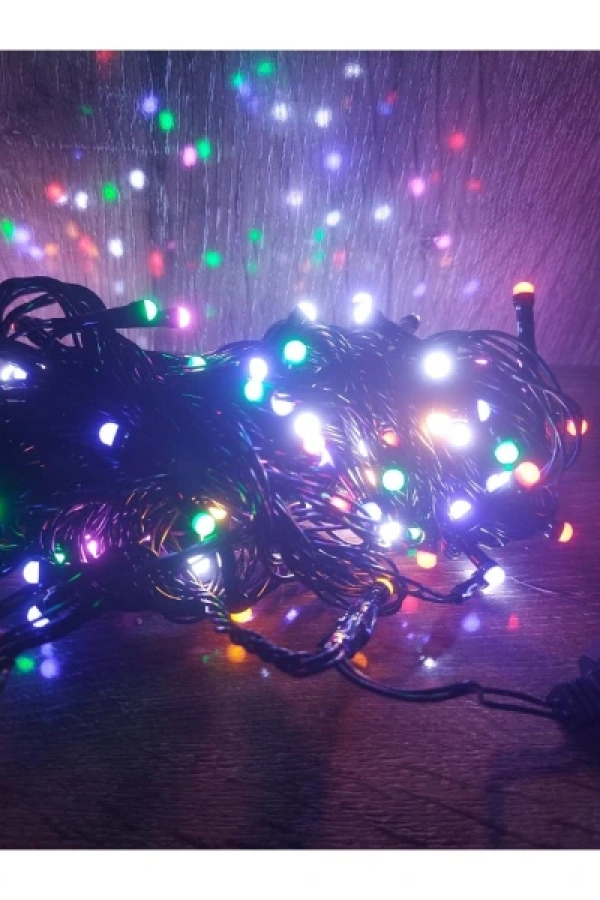10m 100 Led Damla Uçlu Led Işık RGB Işık Siyah Kablo